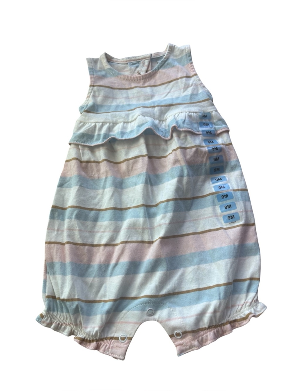 Carters baby girl 9M play suit romper one piece ruffle stripe pastel beach pool